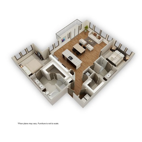 Floor plan for 2 beds, 2 baths, 1239 sqft